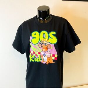 HANDMADE Doxie "90s Kid'" Black Cotton Tee